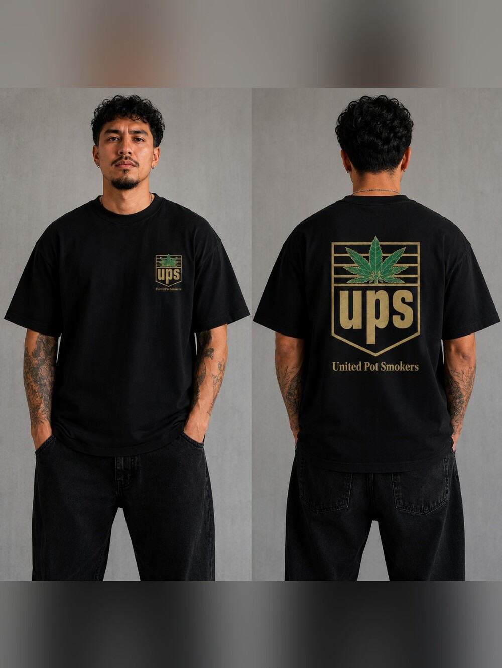 "UPS" Black Graphic T-Shirt